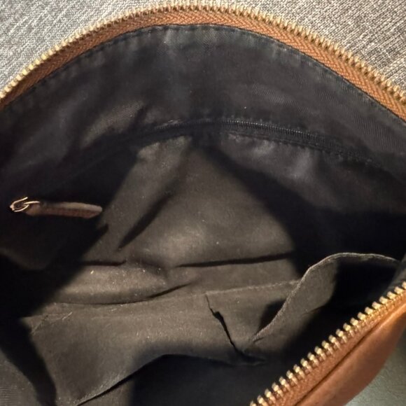 Vince Camuto Leather Brown Crossbody Bag with Chain Strap Tan Clutch - Picture 9 of 11